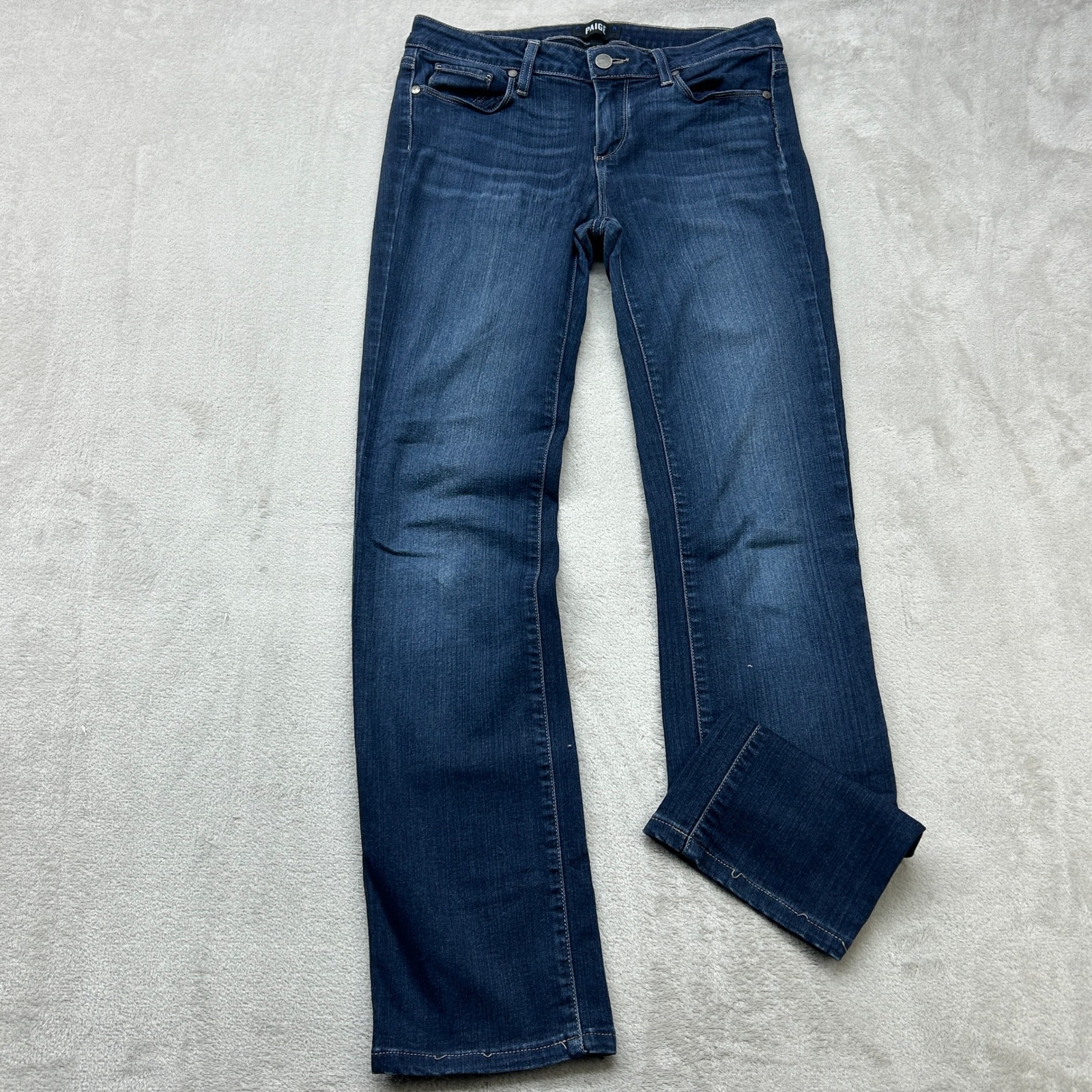 Paige Skyline Straight Jeans 30 (Measured) Gardena Wash Classic Stretch Denim